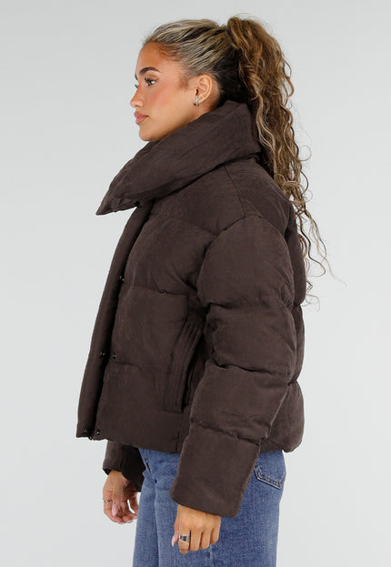 NEW230926 Zachte Bruine Korte Puffer Winterjas