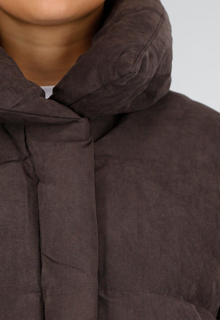 NEW230926 Zachte Bruine Korte Puffer Winterjas