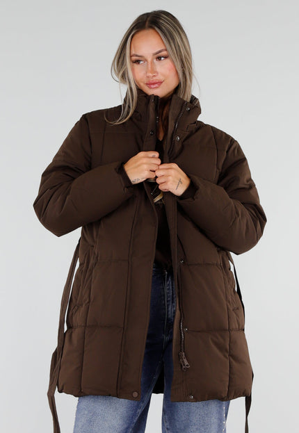 NEW230926 Zwarte Gewatteerde Winterjas met Ceintuur