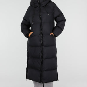 NEW230926 Zwarte Lange Gewatteerde Puffer Winterjas