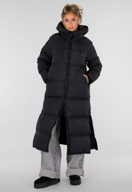 NEW230926 Zwarte Lange Gewatteerde Puffer Winterjas