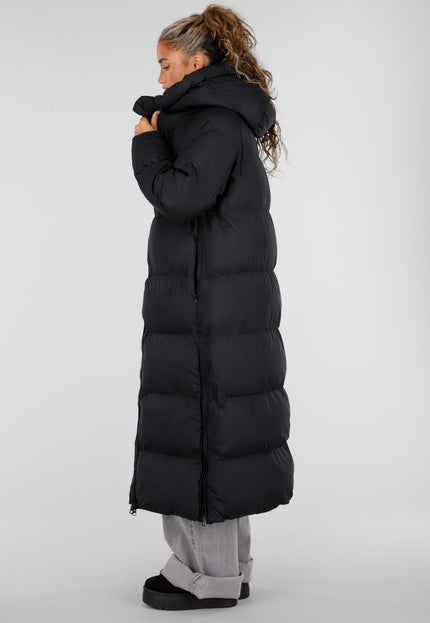 NEW230926 Zwarte Lange Gewatteerde Puffer Winterjas