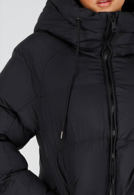 NEW230926 Zwarte Lange Gewatteerde Puffer Winterjas