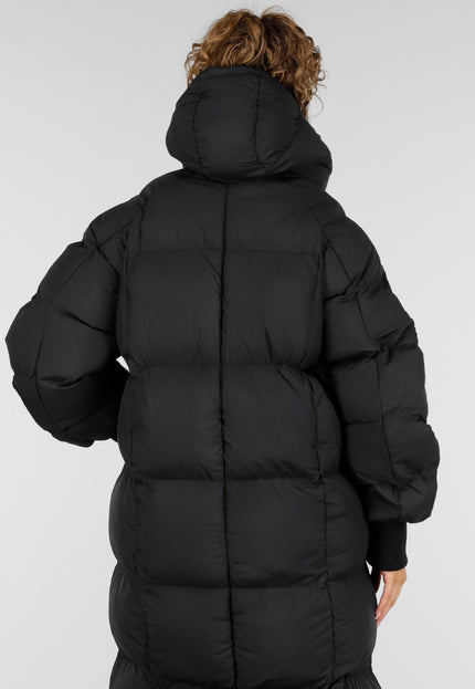 NEW230926 Zwarte Lange Gewatteerde Puffer Winterjas
