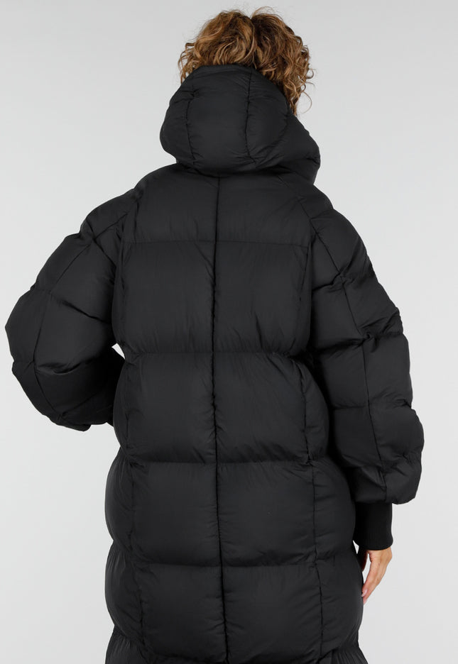 NEW230926 Zwarte Lange Gewatteerde Puffer Winterjas