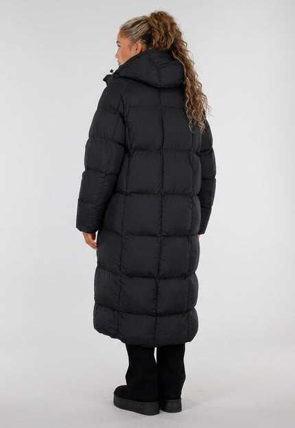 NEW230926 Zwarte Lange Gewatteerde Puffer Winterjas