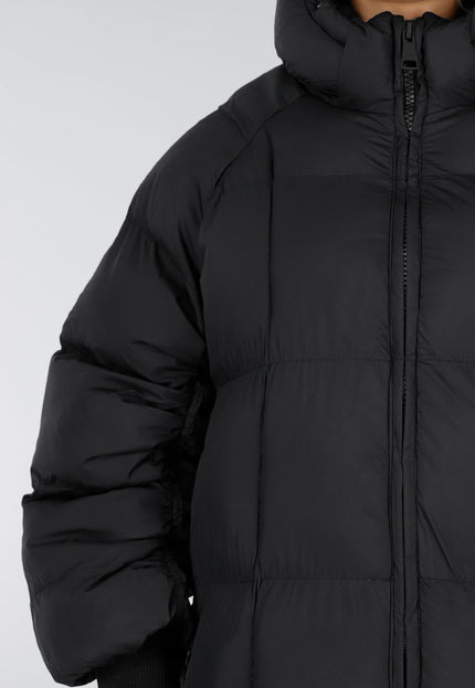 NEW230926 Zwarte Lange Gewatteerde Puffer Winterjas