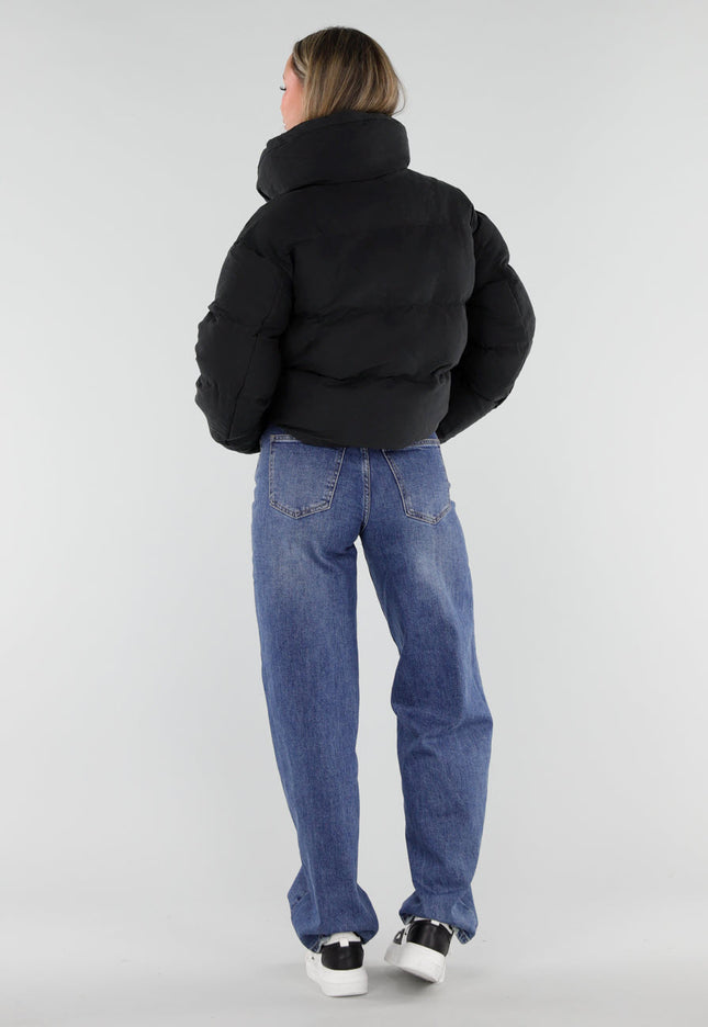 NEW230926 Zwarte Zachte Gewatteerde Puffer Jas