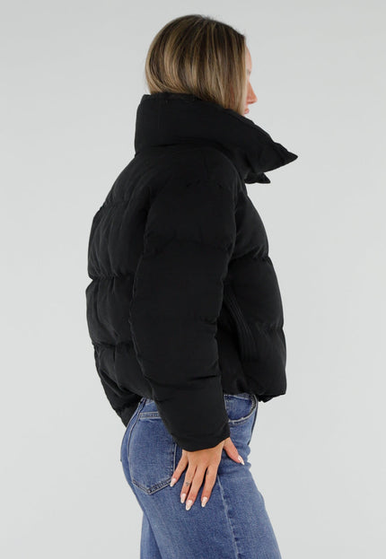 NEW230926 Zwarte Zachte Gewatteerde Puffer Jas