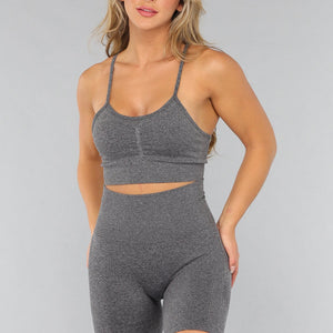 NEW2310 Grijze Fitness Set met Korte Broek