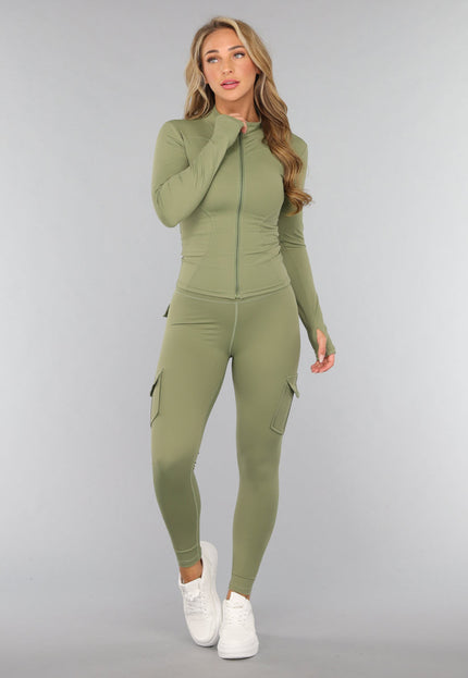 NEW2310 Groene Longsleeve Fitness Set met Zakken