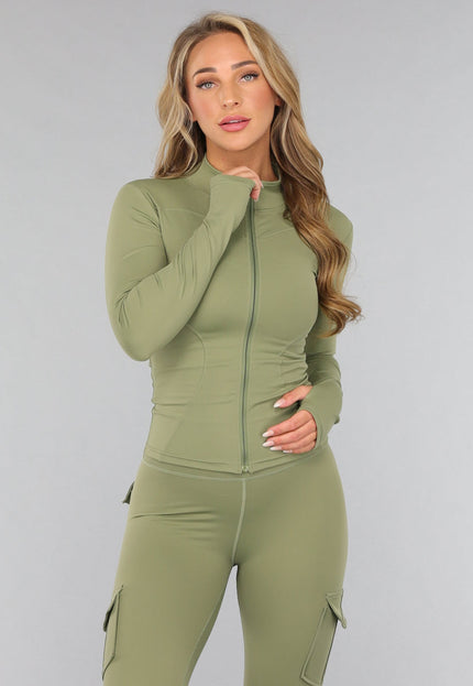 NEW2310 Groene Longsleeve Fitness Set met Zakken