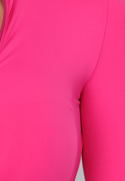 NEW2310 Hard Roze Sportieve Zipper Playsuit
