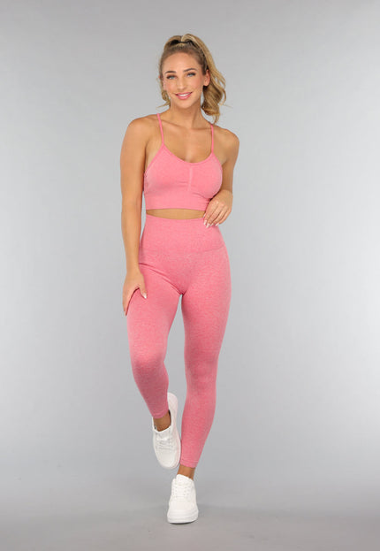 NEW2310 Koraal Kleurige Gym Legging met Scrunch