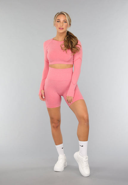 NEW2310 Koraal Kleurige Sport Short met Scrunch