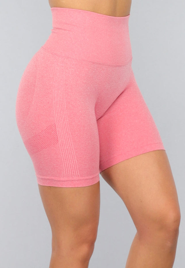 NEW2310 Koraal Kleurige Sport Short met Scrunch