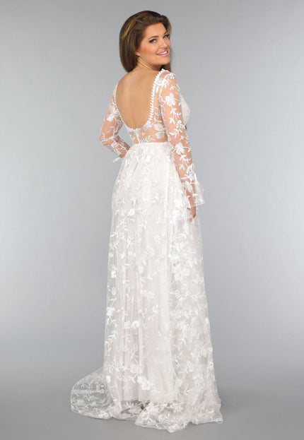 OP=OP.47.NL Lange Witte Bridal Jurk met Bloemen