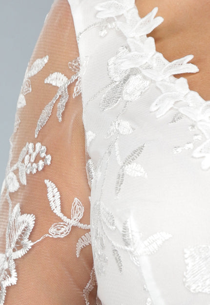 OP=OP.47.NL Lange Witte Bridal Jurk met Bloemen