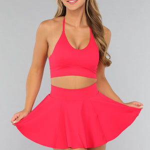 NEW2310 Rode Sportset met Sport Skort