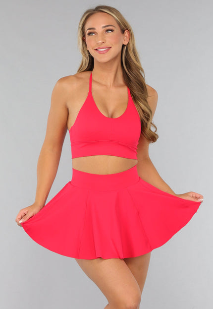 NEW2310 Rode Sportset met Sport Skort