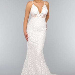 NEW2310 Witte Lange Bruidsjurk met Geborduurde Details