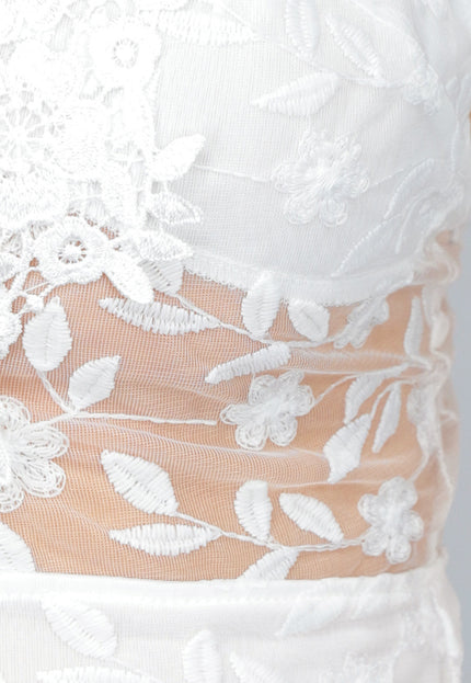 NEW2310 Witte Lange Bruidsjurk met Geborduurde Details