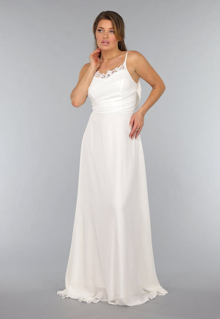 NEW2310 Witte Lange Bruidsjurk met Kanten Detail