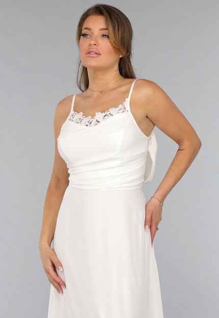 NEW2310 Witte Lange Bruidsjurk met Kanten Detail