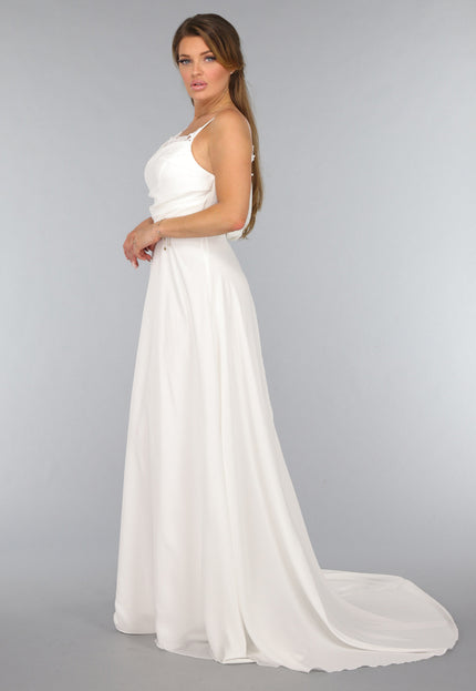 NEW2310 Witte Lange Bruidsjurk met Kanten Detail