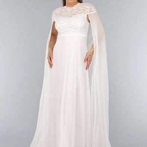 OP=OP.05.NL Witte Lange Trouwjurk met Chiffon Mouwen