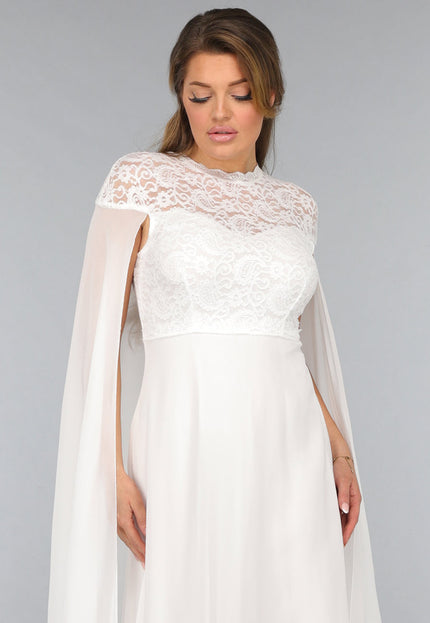 OP=OP.05.NL Witte Lange Trouwjurk met Chiffon Mouwen