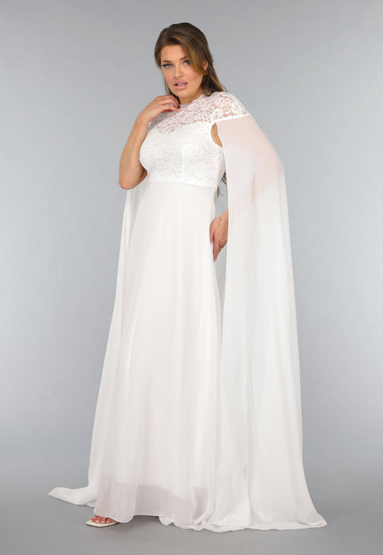 OP=OP.05.NL Witte Lange Trouwjurk met Chiffon Mouwen