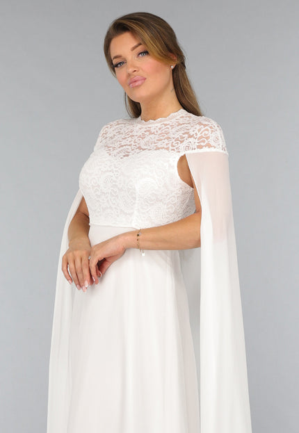 OP=OP.05.NL Witte Lange Trouwjurk met Chiffon Mouwen