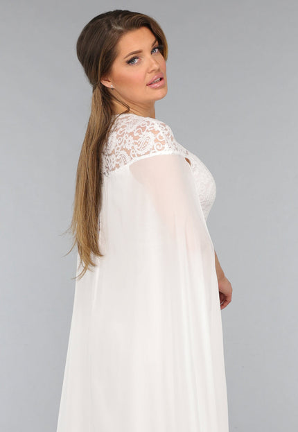 OP=OP.05.NL Witte Lange Trouwjurk met Chiffon Mouwen