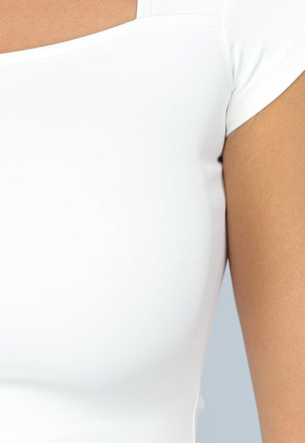 NEW2310 Witte Sporttop met Vierkante Hals