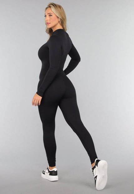 NEW2310 Zwarte Aansluitende Jumpsuit met Ritssluiting