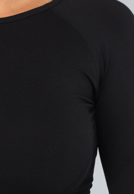 NEW2310 Zwarte Longsleeve Sporttop met Duimgaten