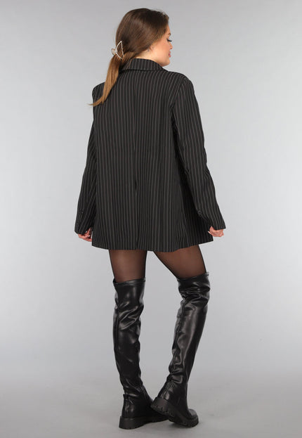 OP=OP.44.NL Zwarte Oversized Blazer met Krijtstreep