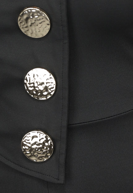 NEW2310 Zwarte Strapless Jumpsuit met Knoopdetail