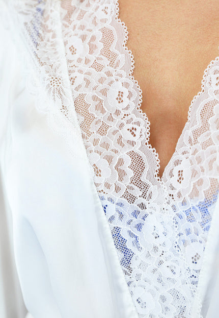 OP=OP.10.NL Classy Witte Satijnen Kamerjas