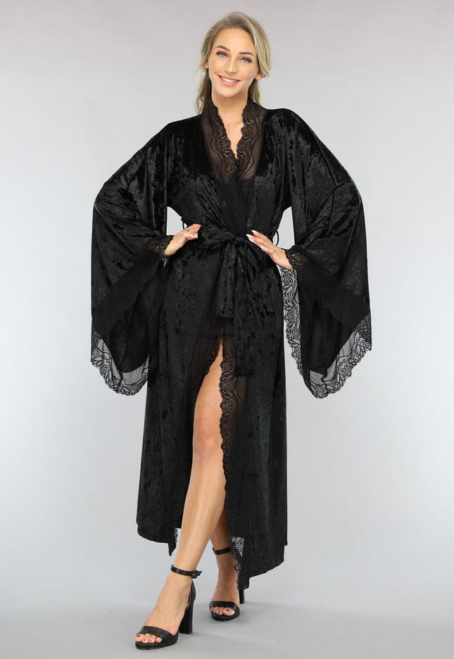 OP=OP.48.S Lange Zwarte Kamerjas van Velours de Panne