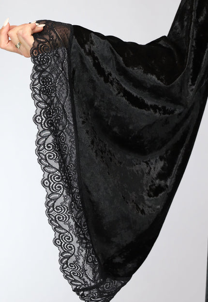 OP=OP.48.S Lange Zwarte Kamerjas van Velours de Panne