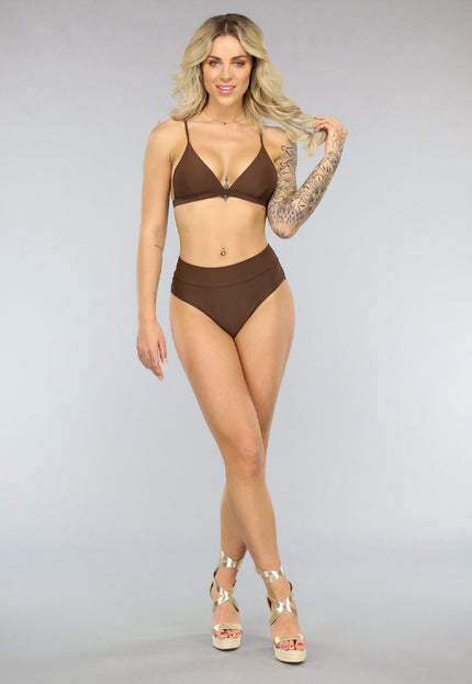 NEW2404 Bruine High Waist Bikinislip