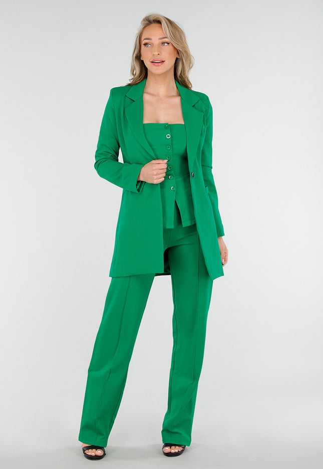 OP=OP.AV.12 Donkergroene Halflange Blazer met Stretch