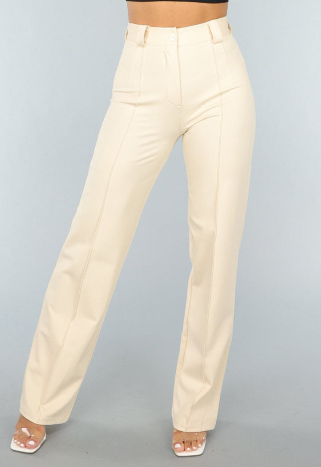 NEW2404 Elastische Straight Leg Pantalon in Beige