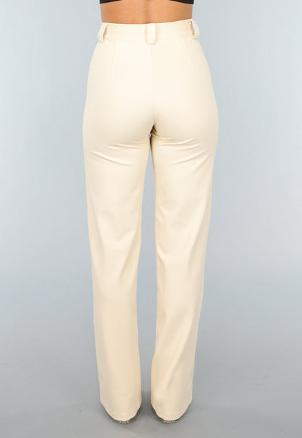 NEW2404 Elastische Straight Leg Pantalon in Beige