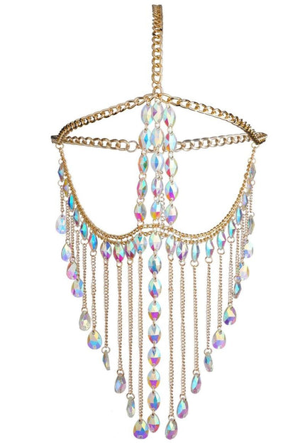 NEW2404 Gouden Gezichts Ketting met Holografische Diamanten