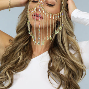 NEW2404 Gouden Gezichts Ketting met Holografische Diamanten