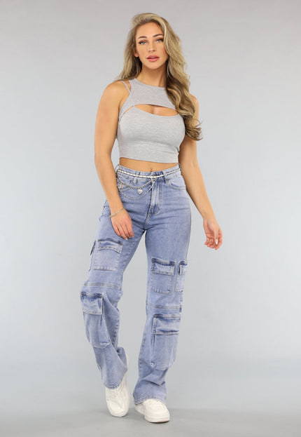 OP=OP.AV.09 Grijze Rib Top met Borst Uitsnede in Kort Model