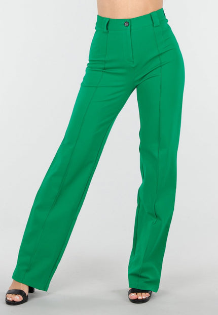 OP=OP.AV.12 Groene Elastische Straight Leg Pantalon